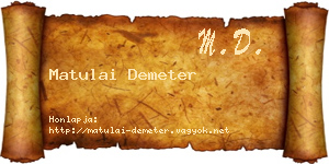 Matulai Demeter névjegykártya